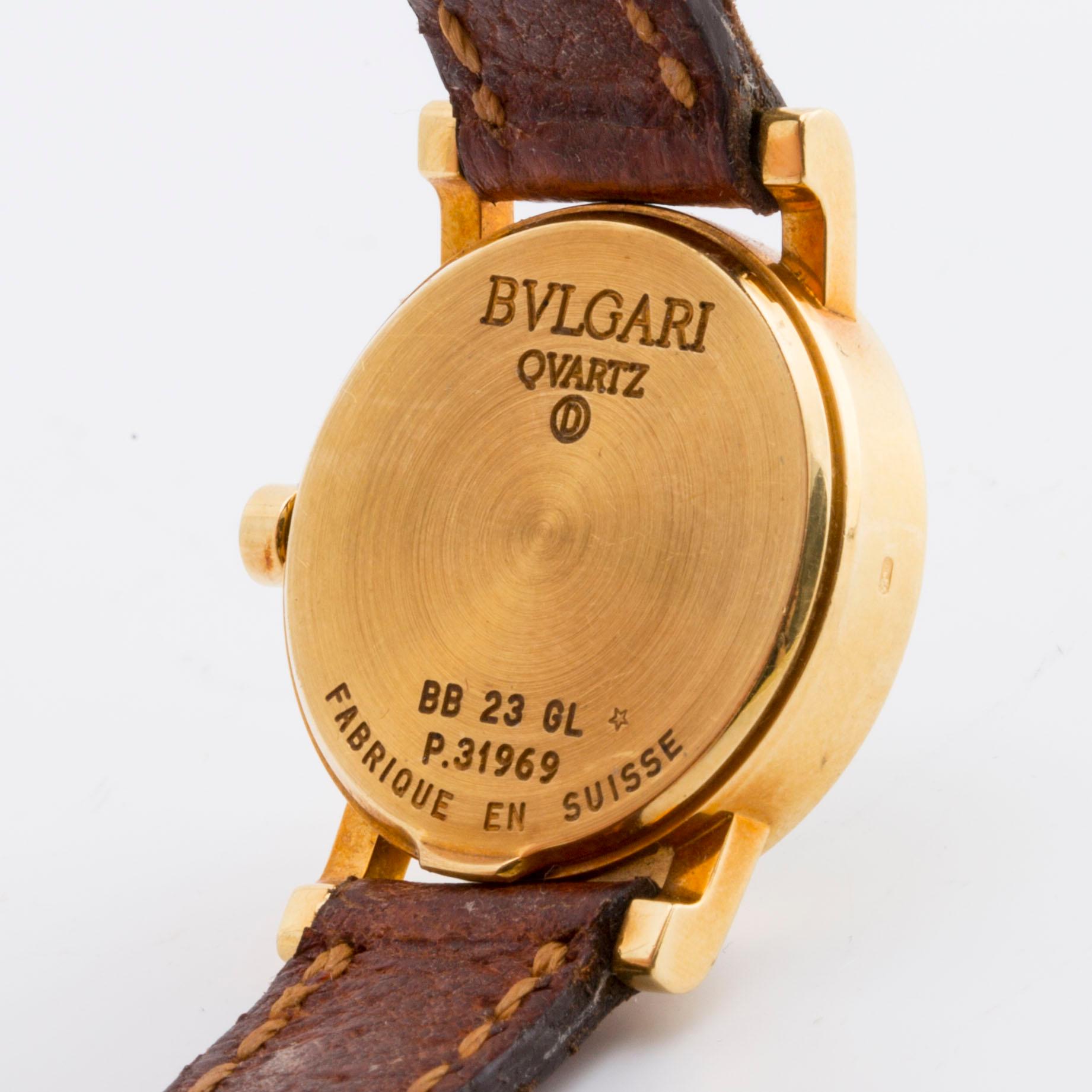 BVLGARI, wristwatch, 18K gold, 23 mm, Ref nr BB 23 GL, black dial, quartz.