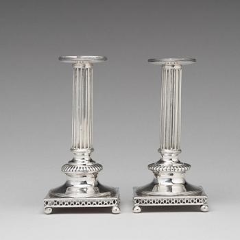Anders Castman dy, ljusstakar, ett par, silver, Eksjö 1798. Gustavianska.