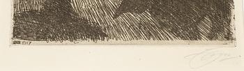 ANDERS ZORN, etsning, utförd 1917, signerad med blyerts.