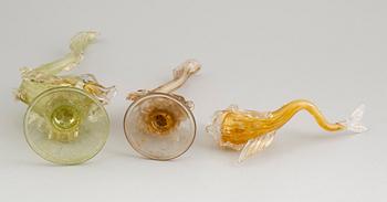 FIGURER, 3 st, glas, Murano, Italien, 1900-talets mitt.