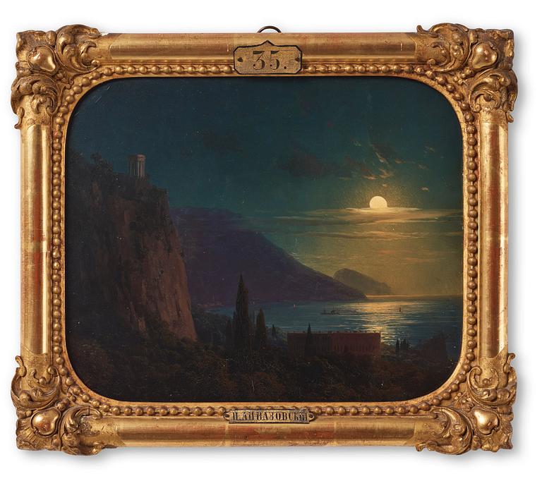 Ivan Constantinovich Aivazovsky, Månsken över Oreanda på Krim med Aiu-Dagh i horisonten.