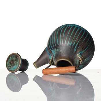 Stig Lindberg, a stoneware set of a teapot, a bowl and a goblet, Gustavsberg Studio 1969.