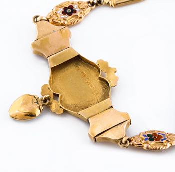 A enamel bracelet by Gustaf Möllenborg, Stockholm, 1845.