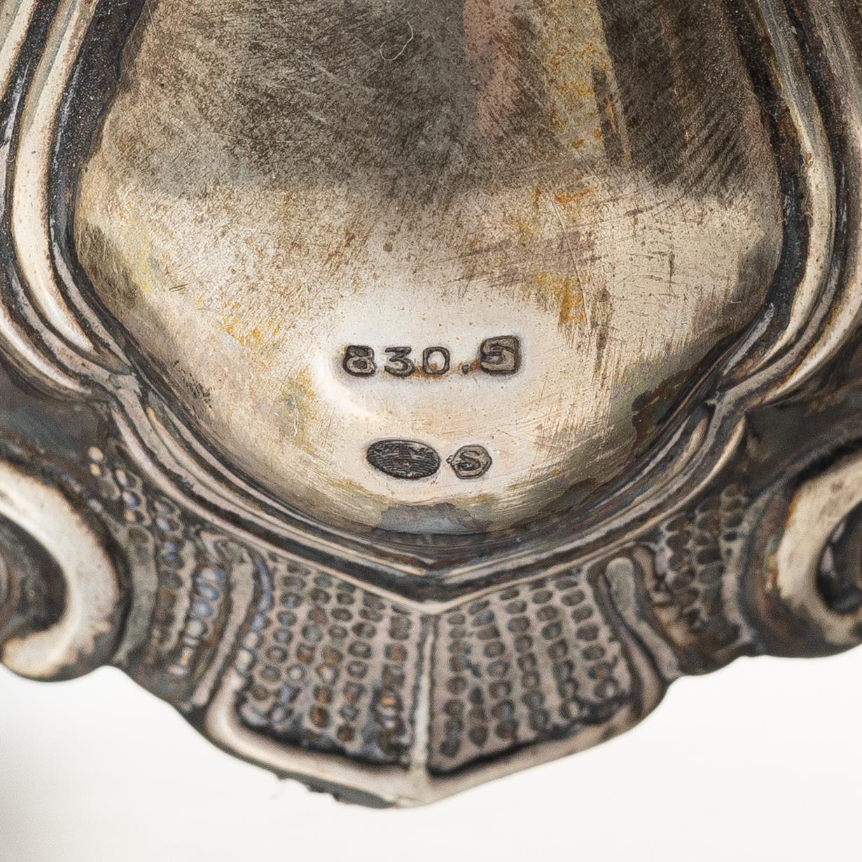 Ljusstakar, ett par, silver, barockstil, Svenska importstämplar, 1900-tal.