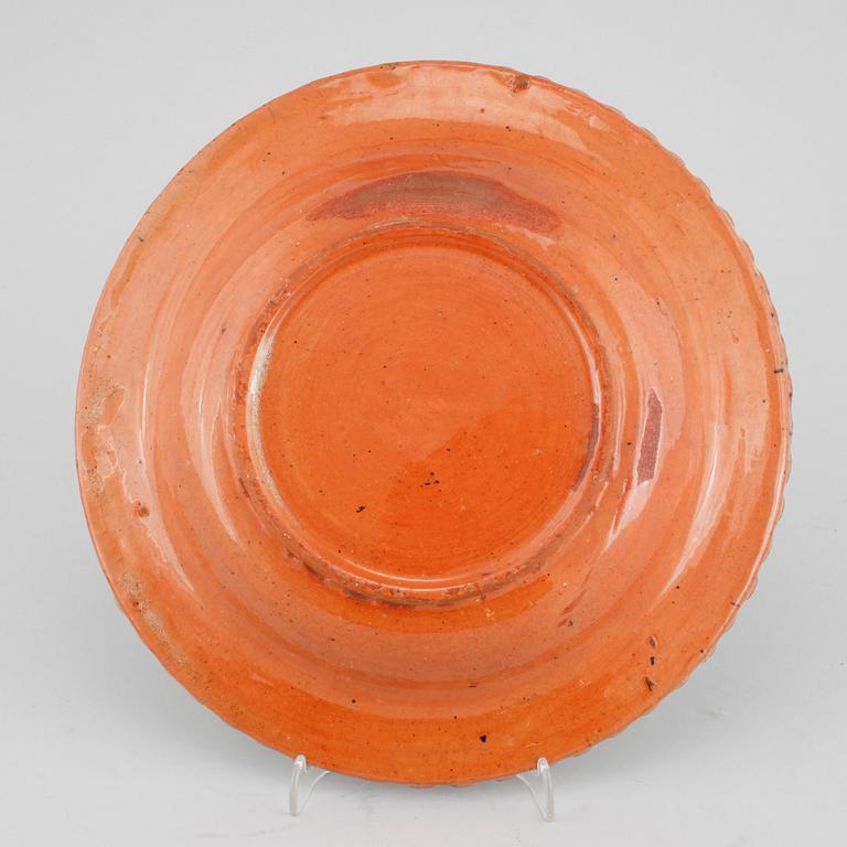 An Swedish ceramic plate, dated 1755.