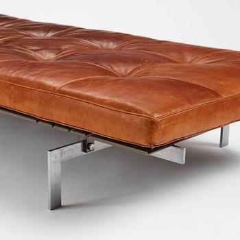 Poul Kjaerholm, A 'PK-80' steel and brown leather daybed, E Kold Christensen, Denmark 1960s.