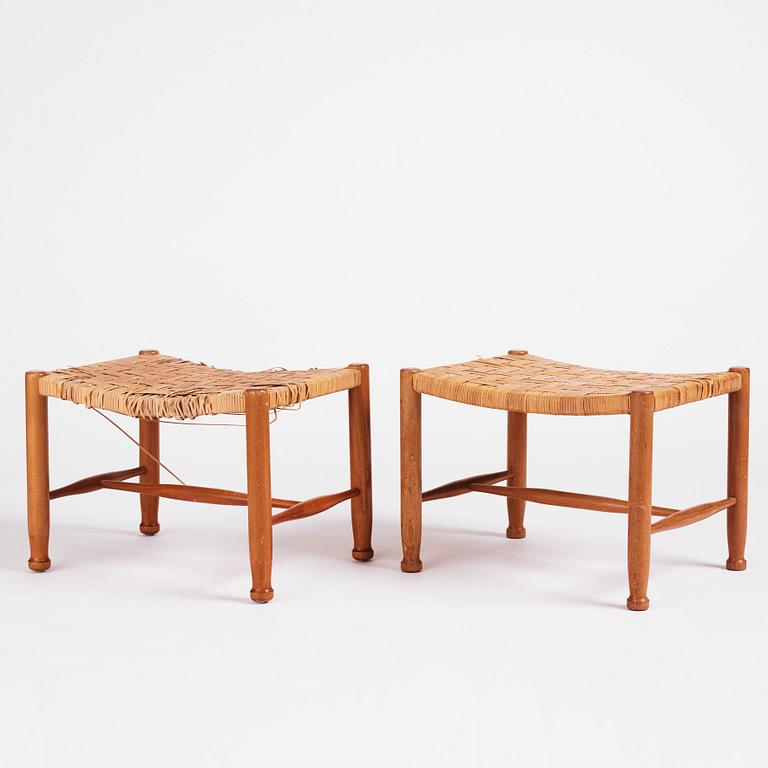 Josef Frank, a pair of stools model "686", Firma Svenskt Tenn, Sweden mid-20th century.