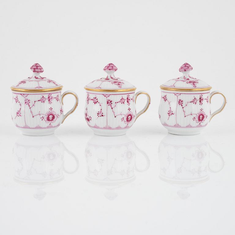 Six porcelain custard cups with covers, Royal Copenhagen, Denmark, around 1900.