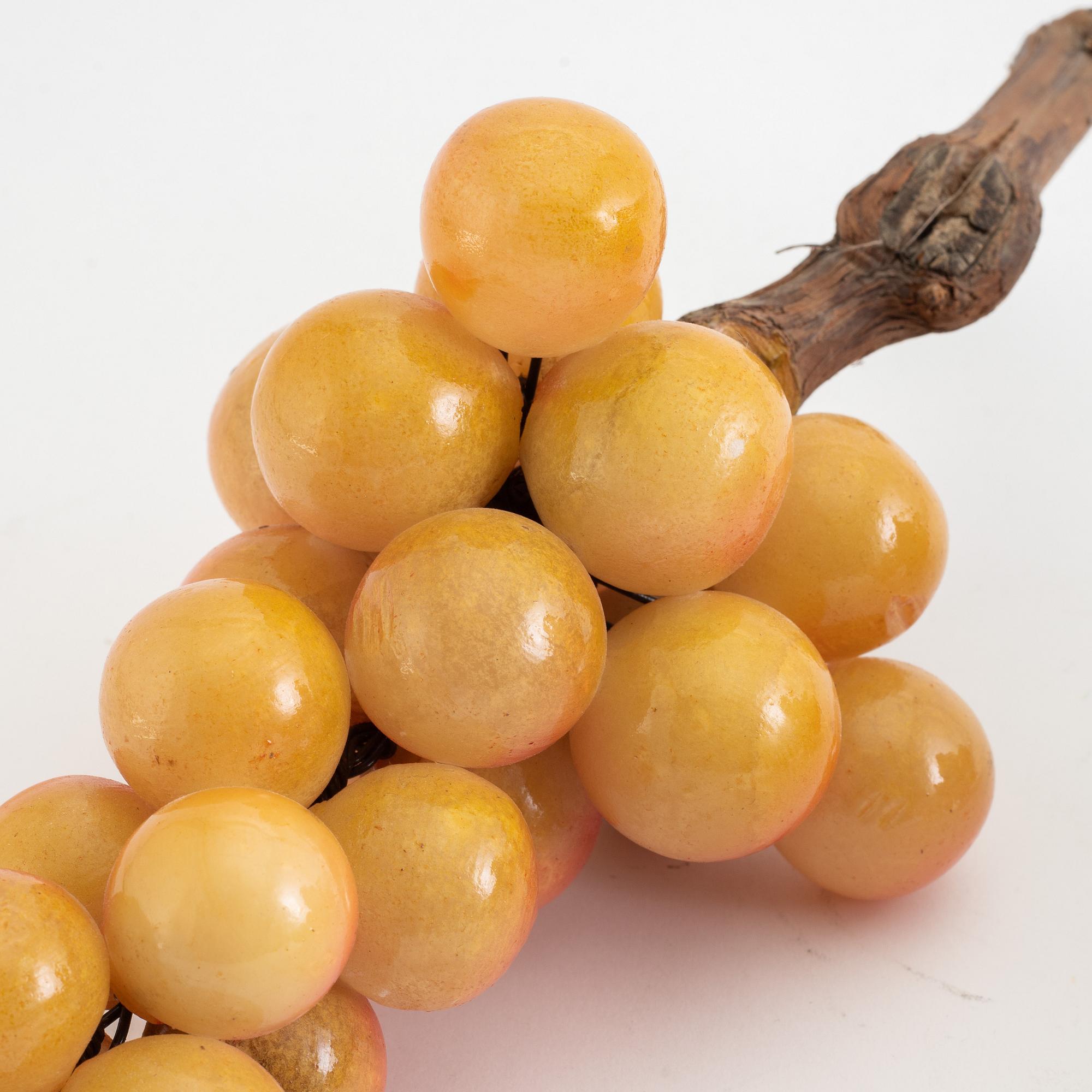 A pair of wooden and alabaster table decorative objects in the shape of grape vines, mid 20th Century.