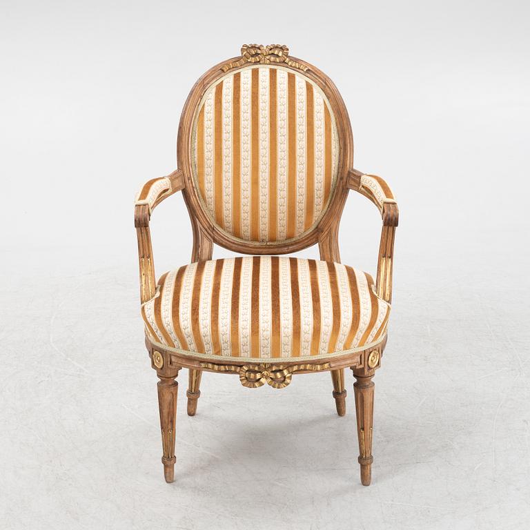 A Louis XVI armchair, Denmark, late 18th century.