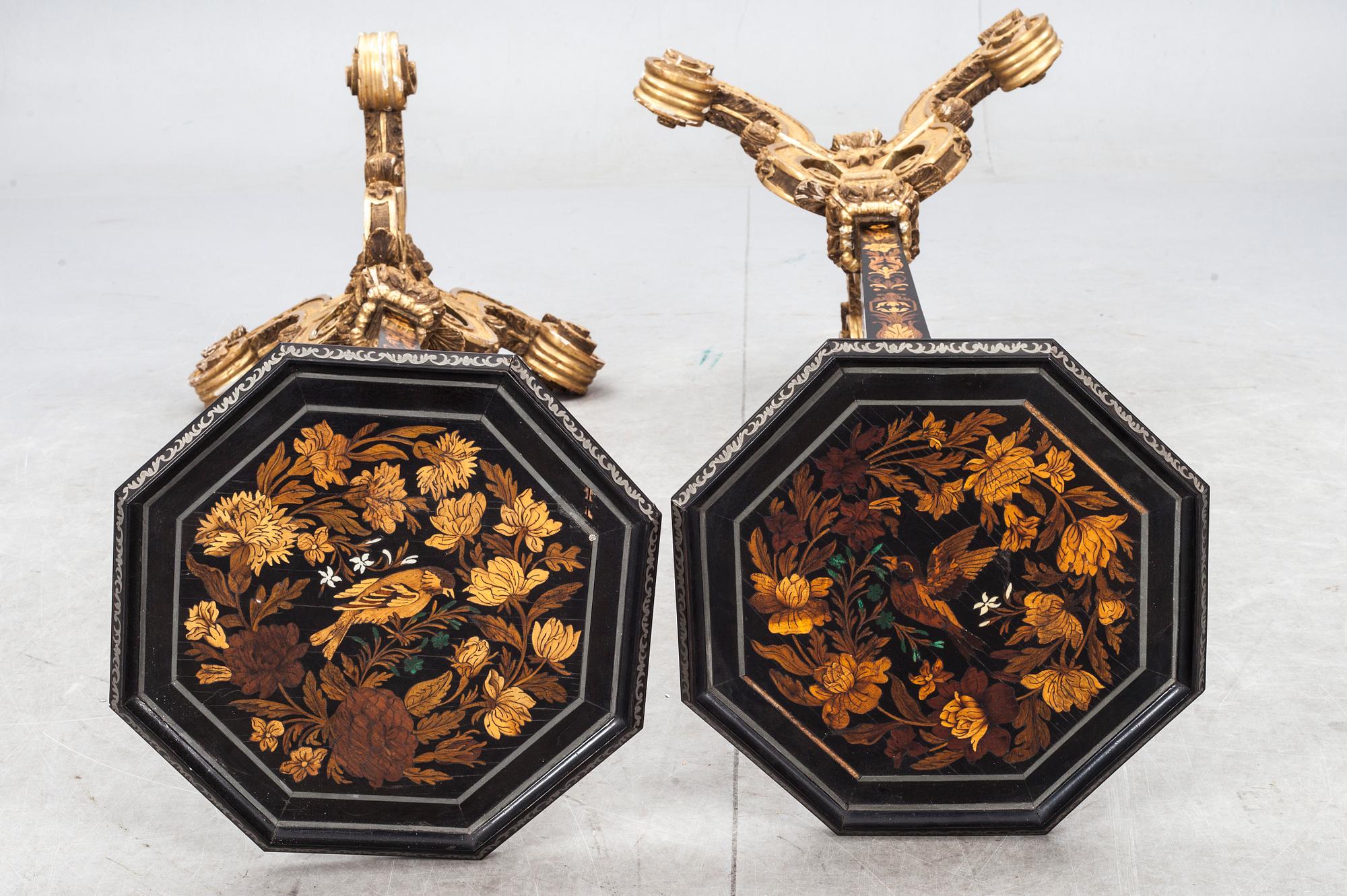 A pair of French Baroque circa 1700 candle stands.
