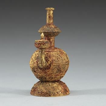 A gilt filigree kendi, Ming dynasty.