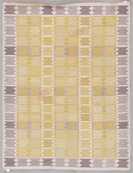 A CARPET, "Liljorna, gul", flat weave, designed by Ingrid Dessau for Hemslöjden Borås., around 216 x 165 cm.