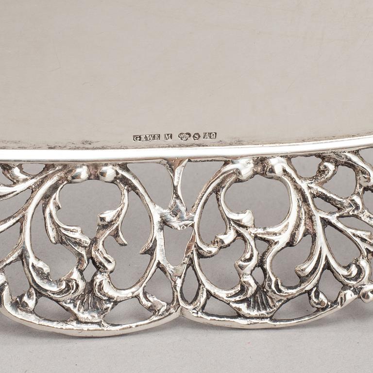 A silver mocha pot, creamer, sugar bowl and tray, some with mark of Gewe, Malmö 1950-51.