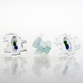 HELENA TYNELL, Three 'Forest' sculptures, one signed Helena Tynell Riihimäen Lasi Oy.