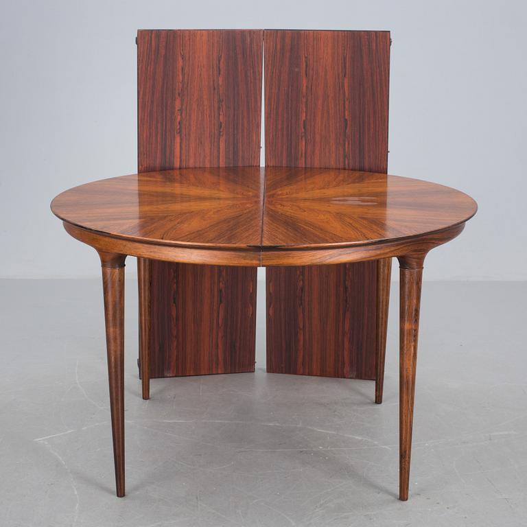 BORD, "Cortina", Svante Skogh samt STOLAR, 6 st, "VIDAR" Carl Malmsten, jakaranda, 1960-tal. CITES-intyg.