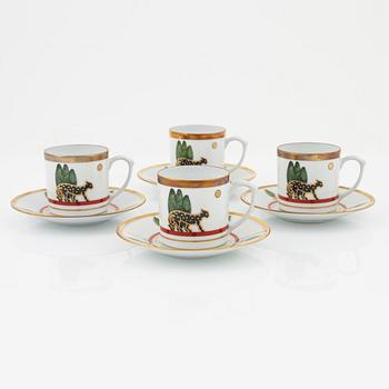 Cartier, four porcelain coffee cups, Limoges, France.