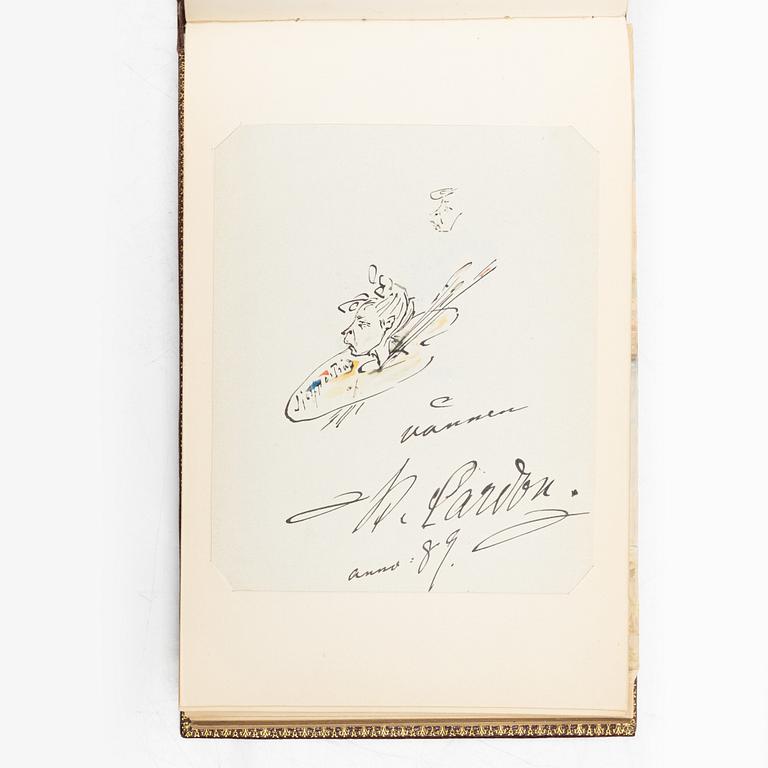 Album with among other things 16 pieces of watercolours and drawings by Swedish artists.