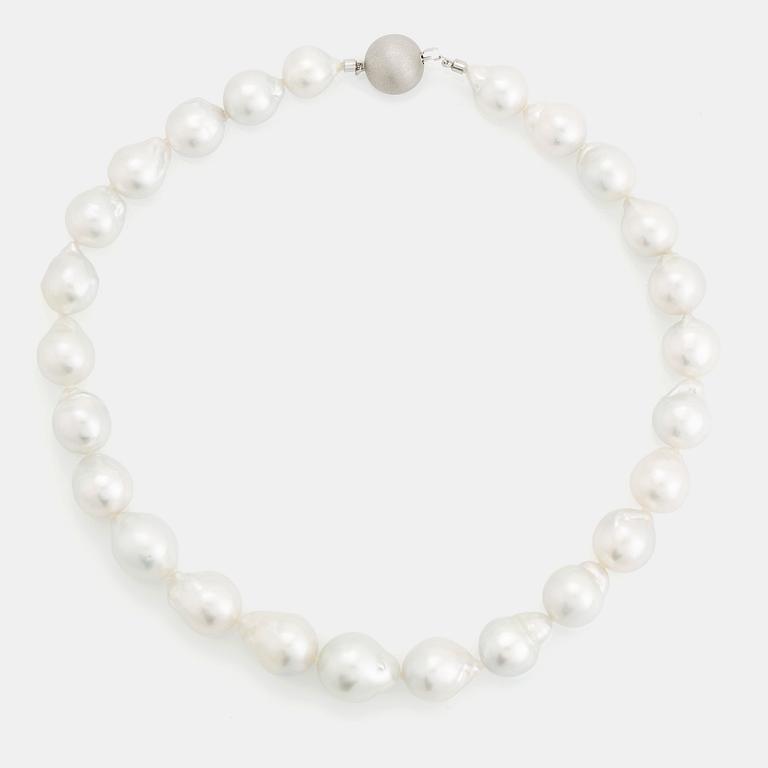 A cultured South Sea pearl necklace.