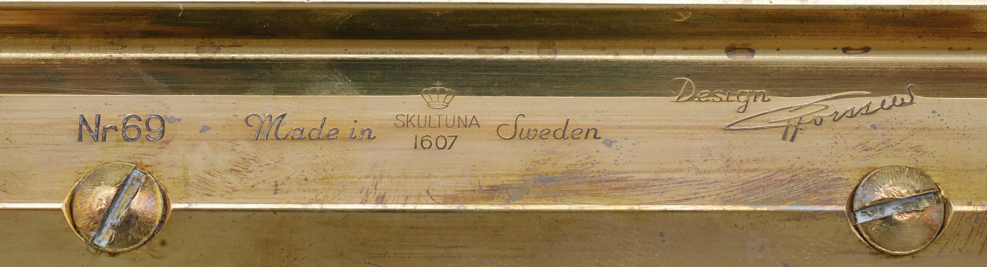 LJUSSTAKAR, 3 st, mässing, Pierre Forsell, Skultuna, 1900-talets andra hälft.
