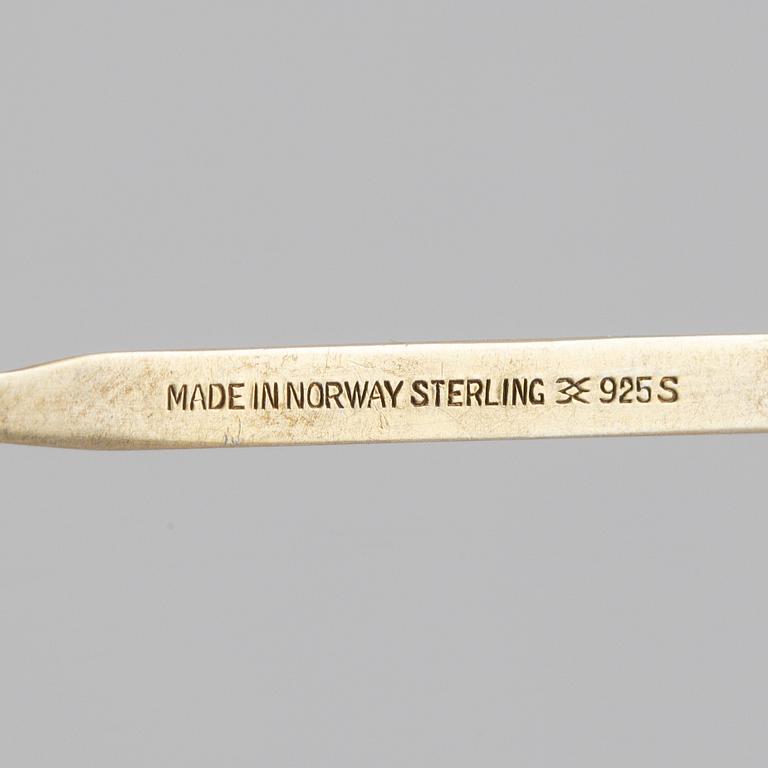 24 silver gilt and enamel coffee spoons, Norway, mid-20th century.