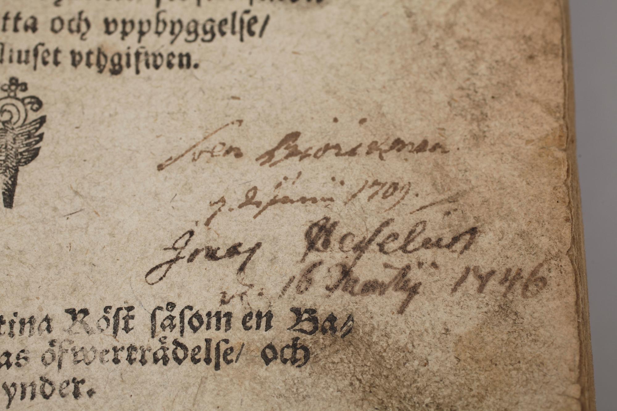 BOK, "Bättrings Basuun...", av M A. Hasselqwist, Stockholm 1680.