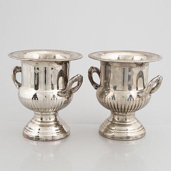 Wine coolers, a pair, silver plated, late 20th century.