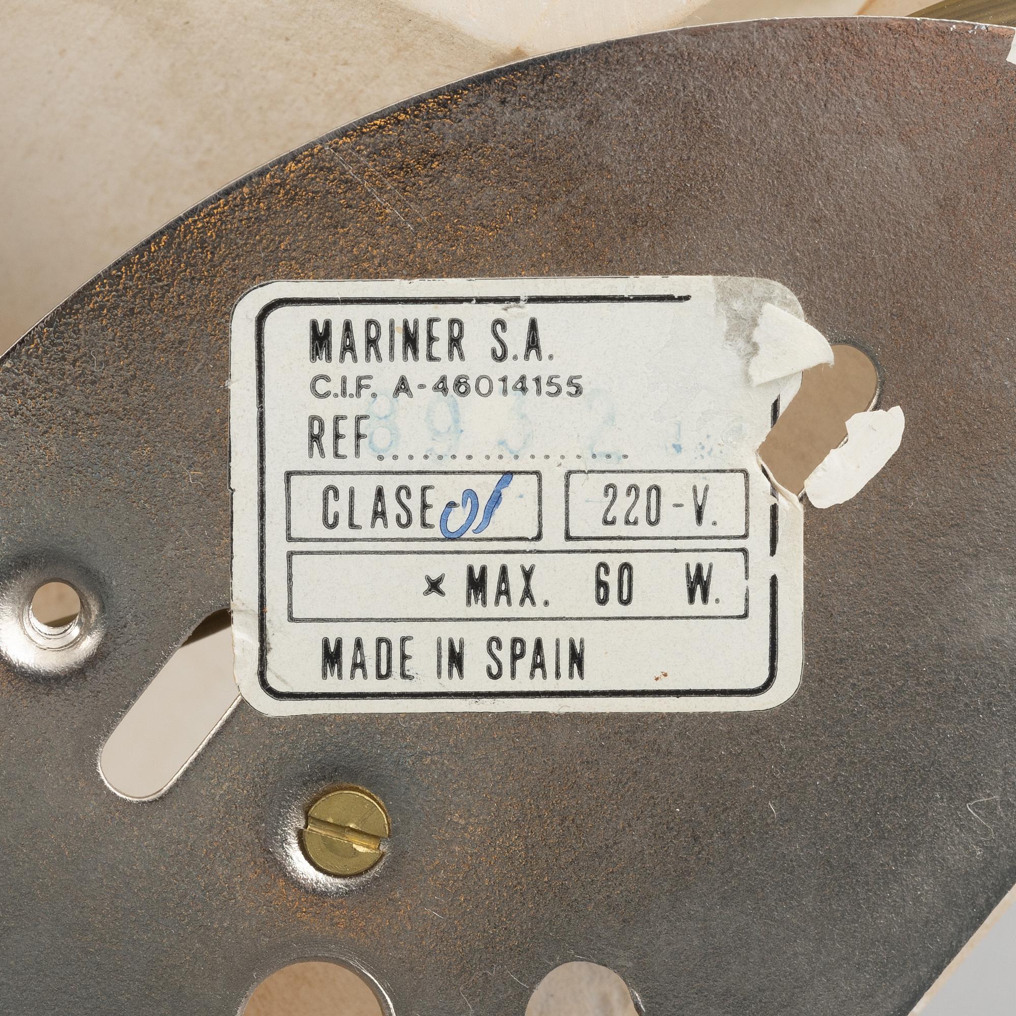 Vägglampor, ett par, Mariner, Spanien, 1900-talets andra hälft.