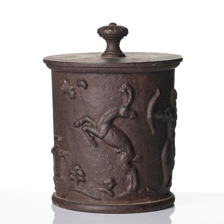 Carl Elmberg, a ”Tobaksburk N:r 1” tobacco jar with lid, Näfveqvarns bruk.