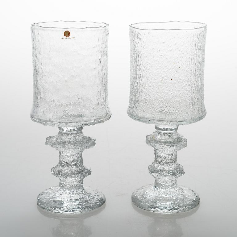 TIMO SARPANEVA, A set of six footed glasses,"Juhlalasi", 2140, Iittala. All signed TS. Design year 1967.