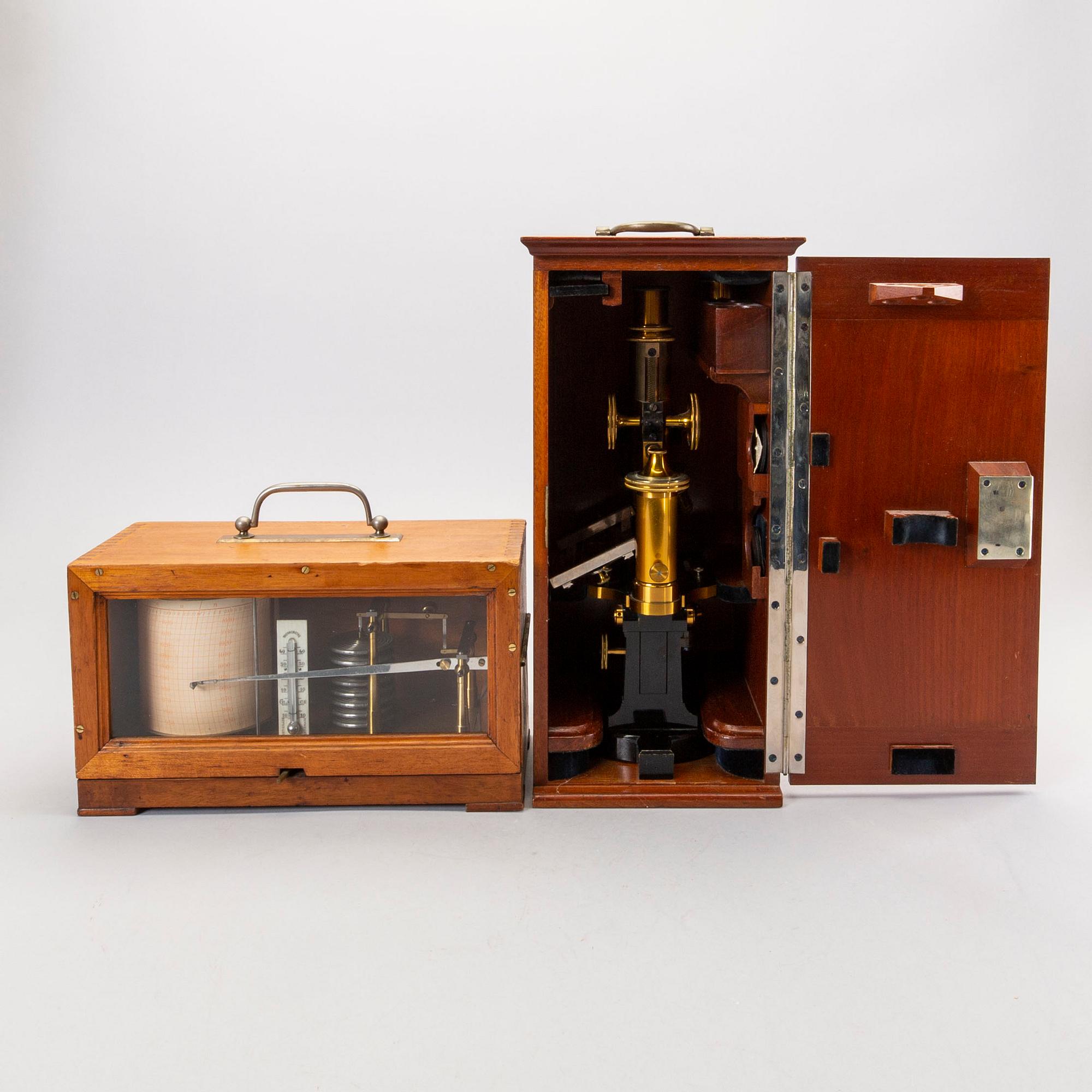 A Microscope and a Barograph first half of the 20th century.