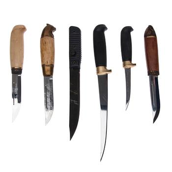 PUUKKO-KNIVAR, 6 kpl, Marttiini samt Fiskars, Finland.