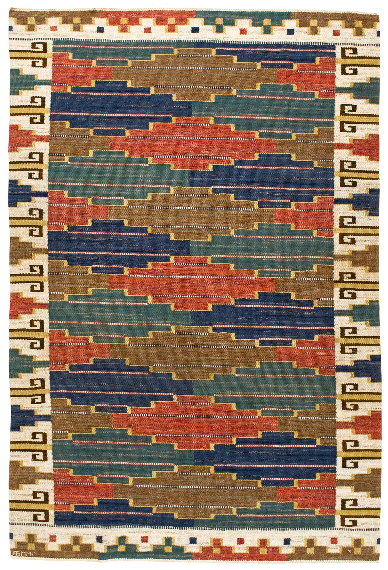 MATTA. "Blå heden". Rölakan. 296,5 x 199,5 cm. Signerad AB MMF (AB Märta Måås-Fjetterström).