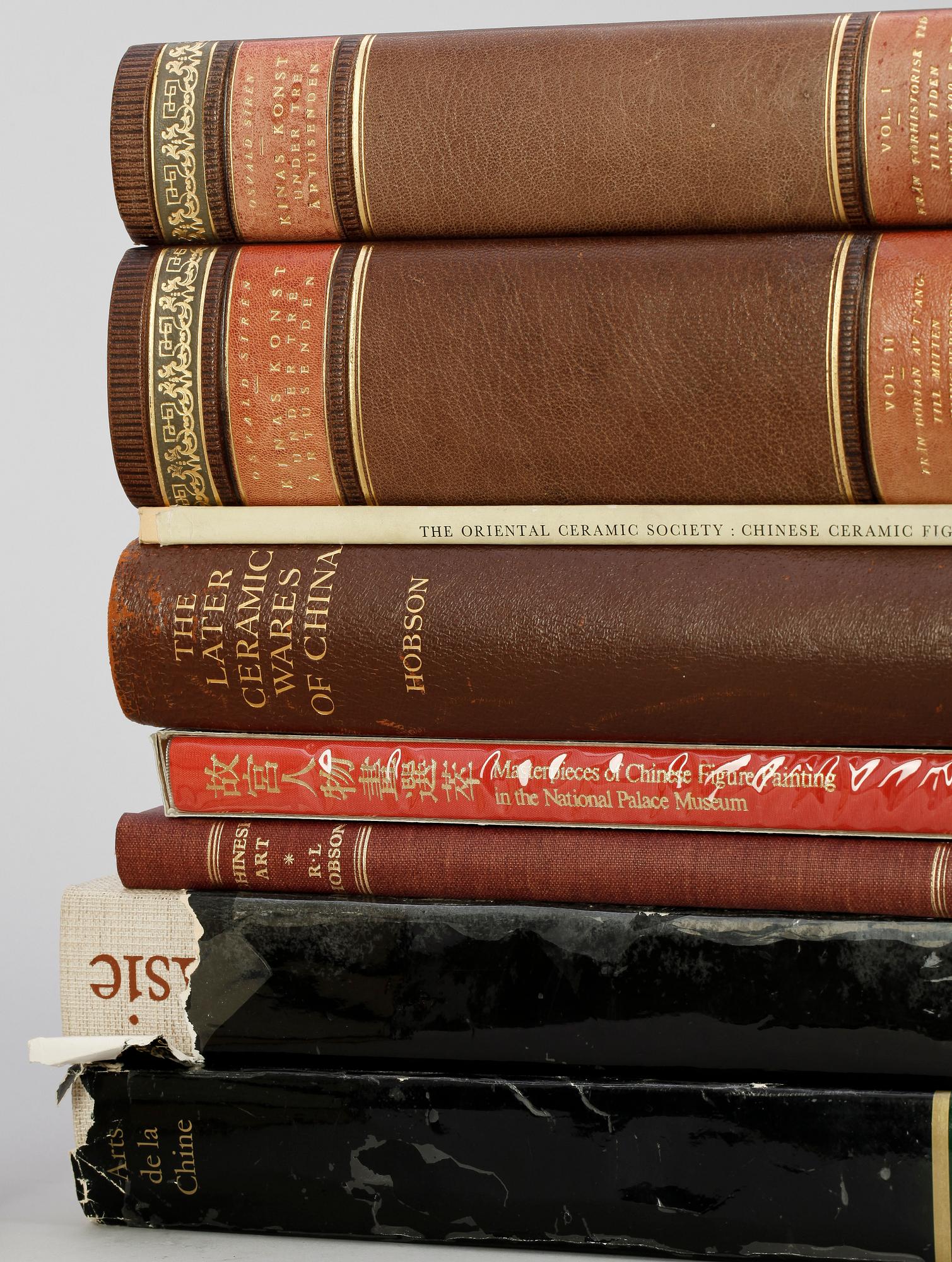 PARTI KINESISK KONSTHANTVERK LITTERATUR, 16 delar, bl a "SUNG SHERDS", Nils Palmgren, Stockholm 1963.