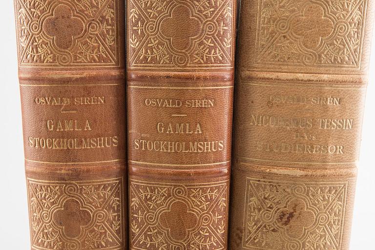 BÖCKER, 3 vol Osvald Sirén, "Gamla Stockholmshus" samt "Nickodemus Tessin dy:s studieresor.