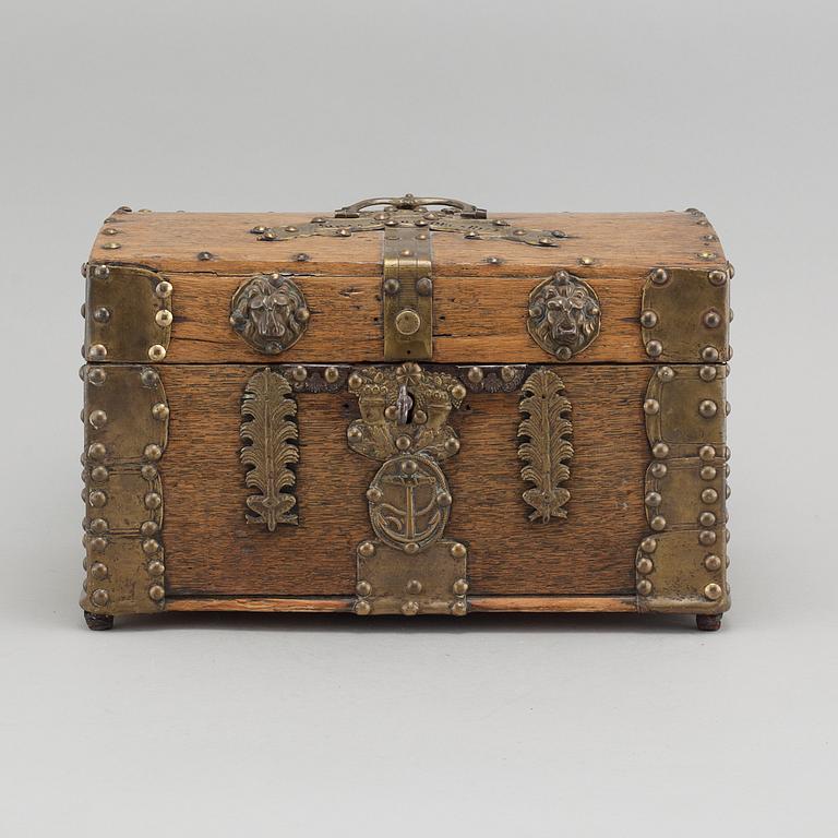 A wooden and brass box, around the turn of the century.