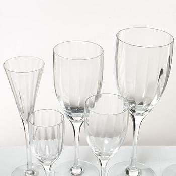 Gunnar Cyrén, glasservis, 67 delar, "Optica", Orrefors.