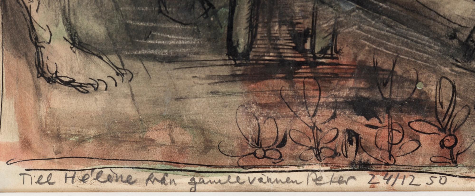 PETER WEISS, ink wash on paper, signed and dated 1950.