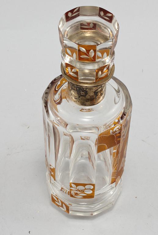 KARAFF, glas samt silver, 1939.