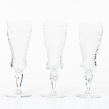 Vicke Lindstrand, champagneglas, 3 st, "Dalecarlia", Kosta Boda.