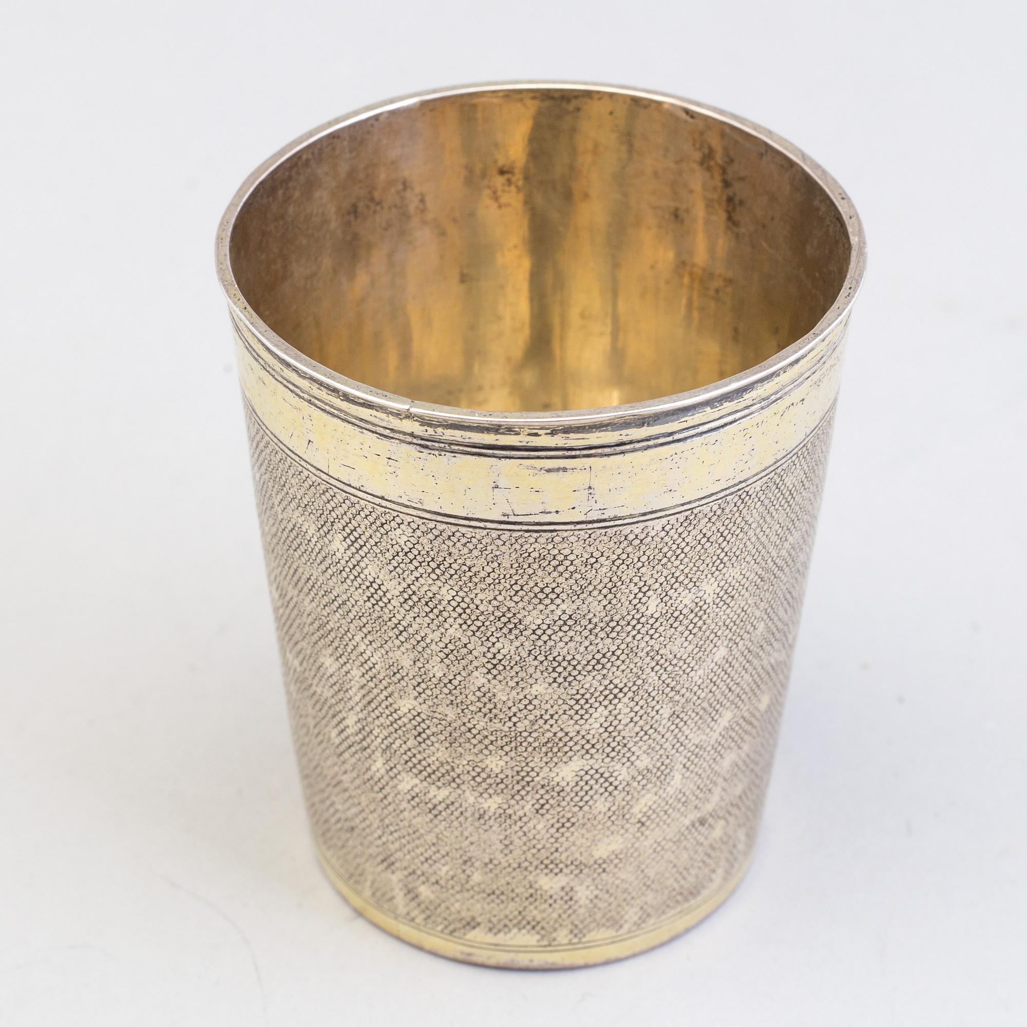 A German 17th century silver-gilt beaker, mark of Johann Höfler, Nürnberg.
