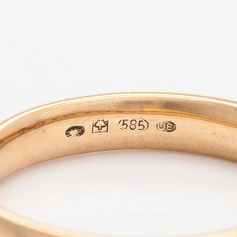 A 14K gold half eternity ring, set with brilliant-cut diamonds, total approximately 0.26 ct. Finnish import marks  1997.