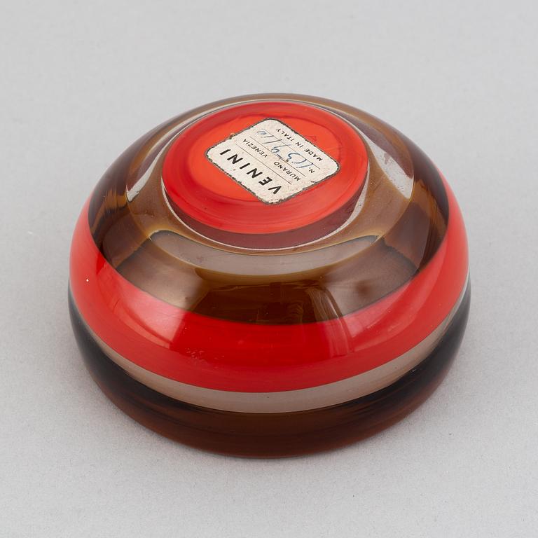 A glass bowl by Venini, Murano, Italy, numbered 115  9/10.