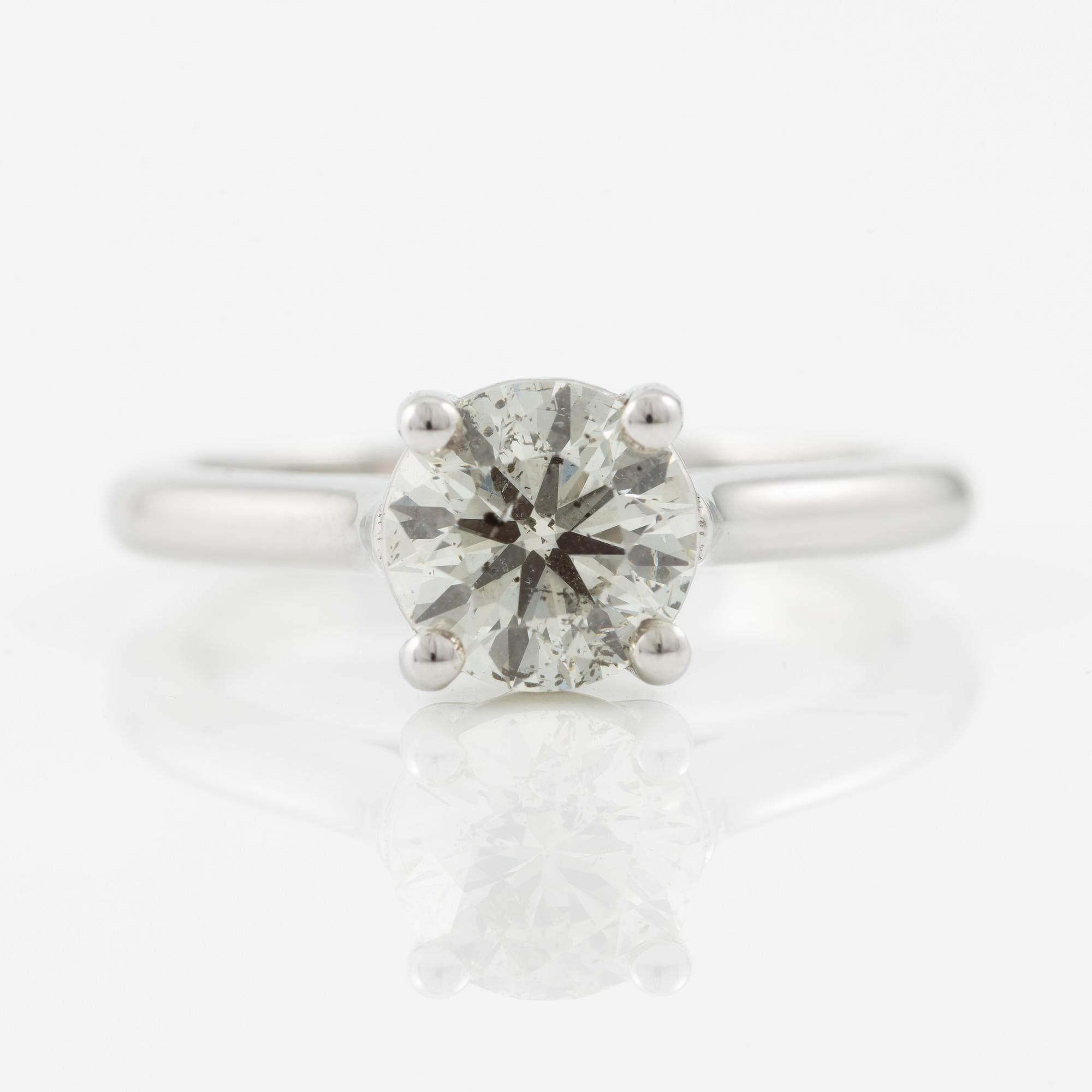 Ring 18K white gold with brilliant-cut diamond 1.42 ct.