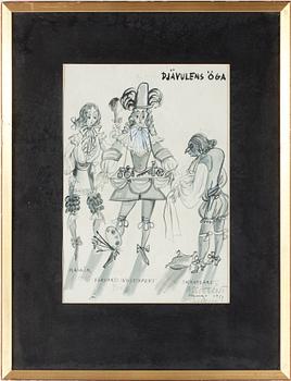 MAX GOLDSTEIN, dräktskisser, 2 st, sign o dat 1959.