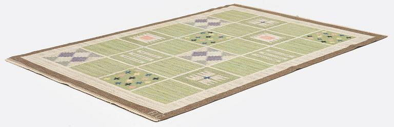 Rakel Carlander, a carpet, flat weave, c. 209 x 139 cm, signed RC.