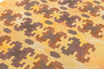 Judith Johansson, a carpet, 'Kastanjelöv' flat weave, c 309 x 195 cm, signed JJ.