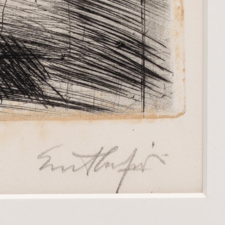 Evert Lundquist, etching. Signed and numbered 6/50.