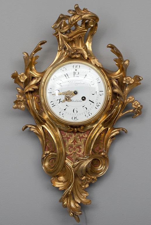 VÄGGPENDYL, rokoko stil, Rob. Engström, Stockholm 1800-talets mitt.