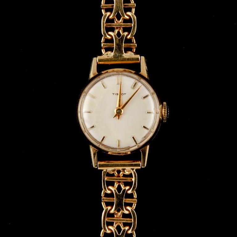 ARMBANDSUR, dam, 18 k guld, Tissot, 1960-tal, total vikt 23 g.